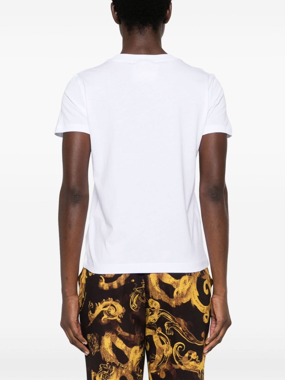 Shop Versace Jeans Couture Logo-print Cotton T-shirt In White