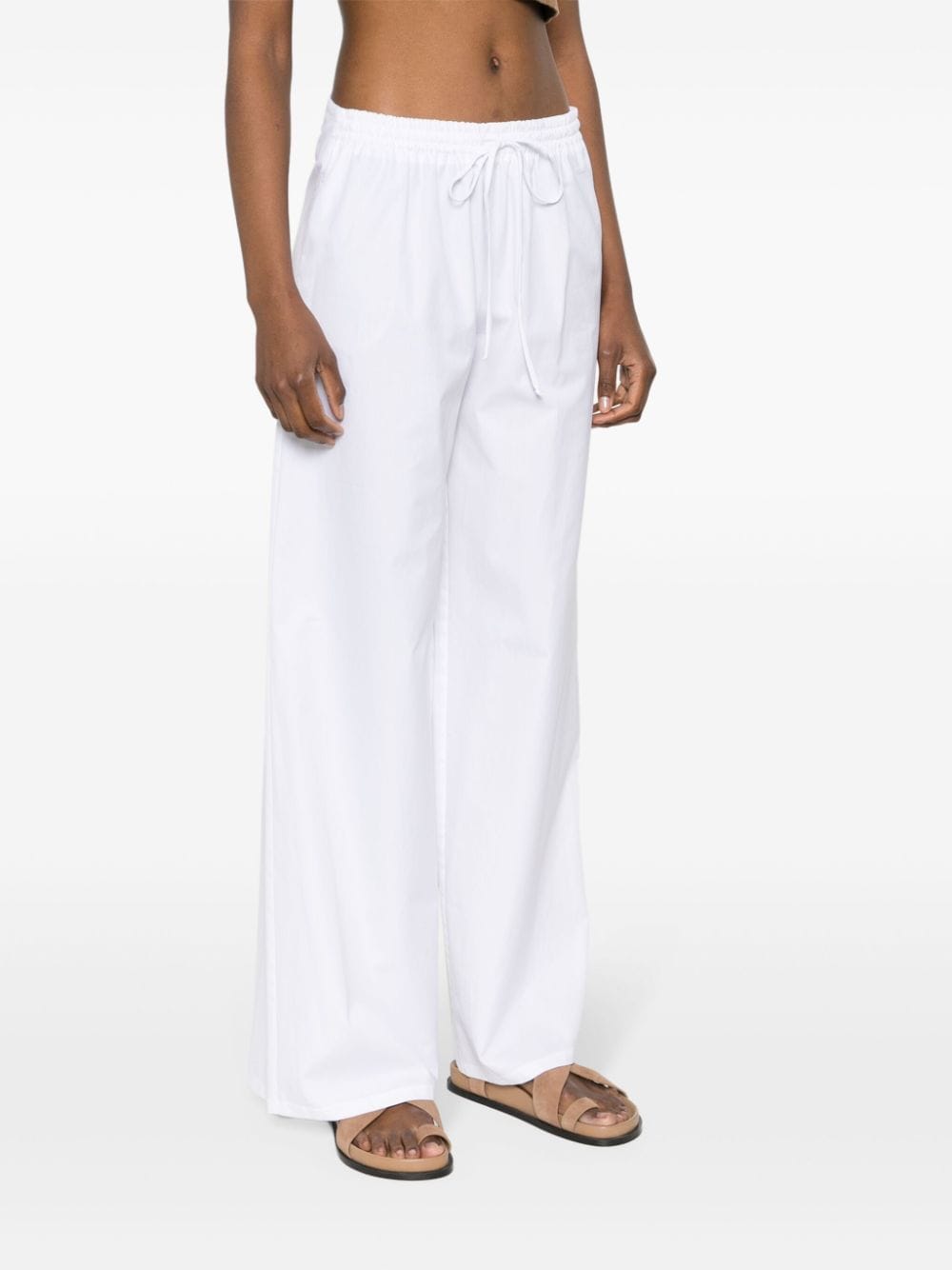 Shop Ermanno Scervino Cotton Wide-leg Trousers In White