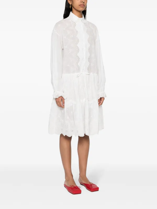 Ermanno Scervino Floral-Embroidery Mini Dress - White