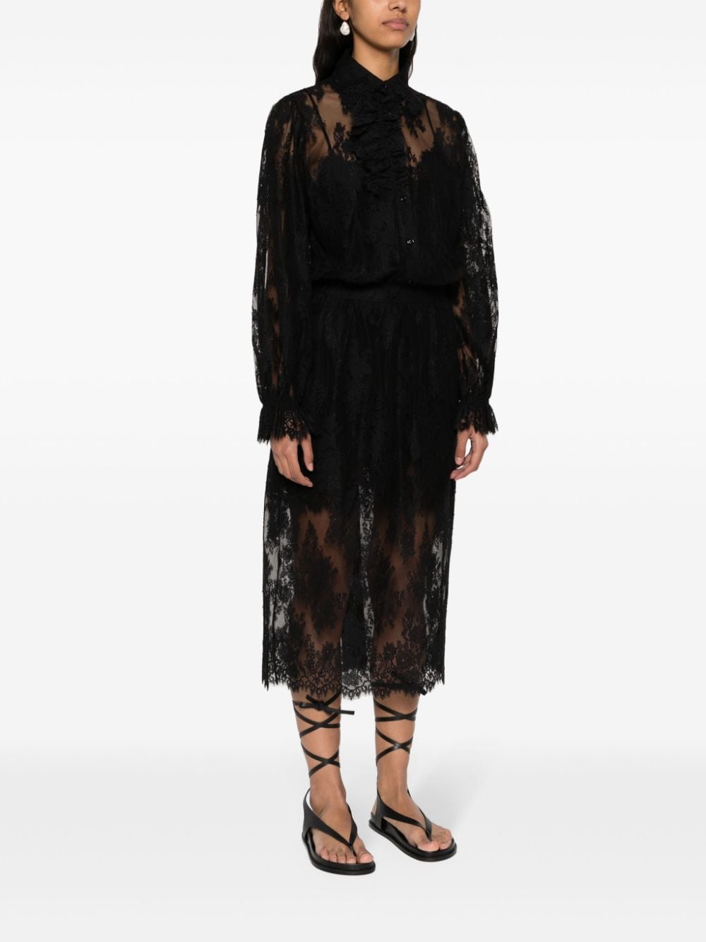 Shop Ermanno Scervino All-over Corded-lace Dress In Black