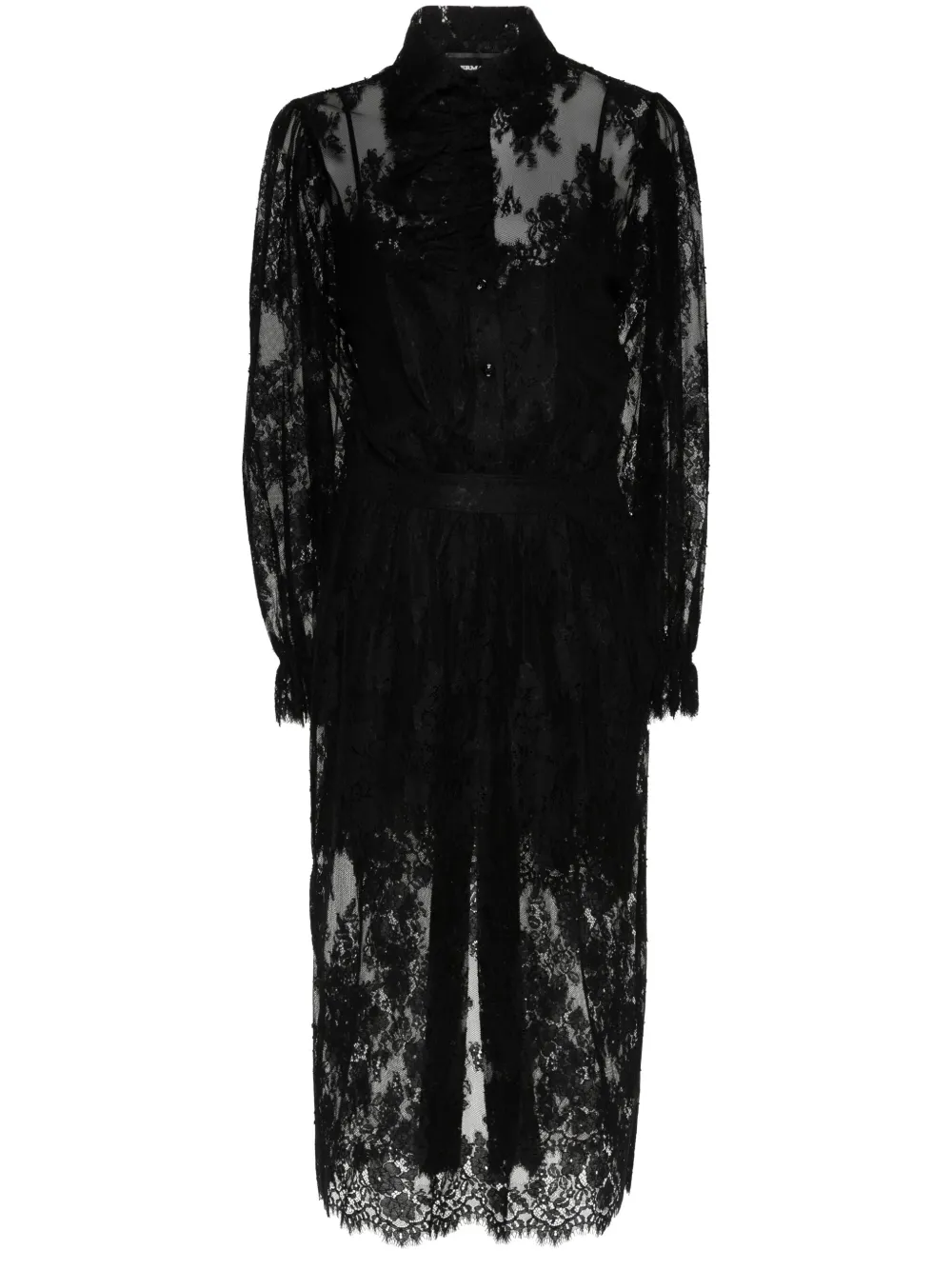 Shop Ermanno Scervino All-over Corded-lace Dress In Black