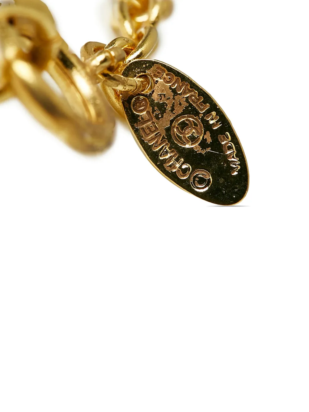 CHANEL Pre-Owned 1990s halsketting met CC hanger - Goud
