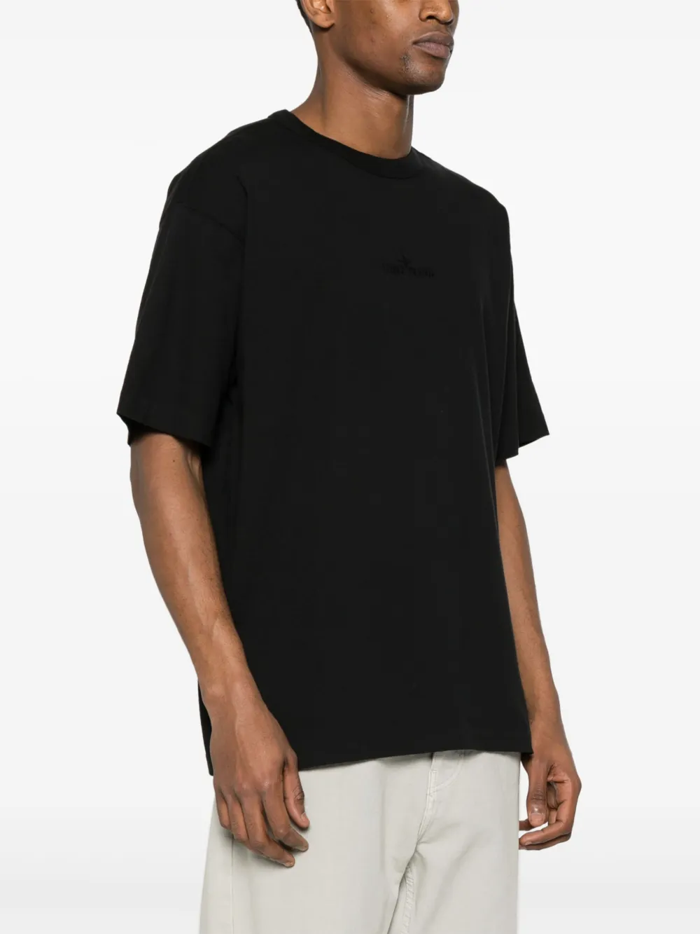 Stone Island T-shirt met geborduurd logo Zwart