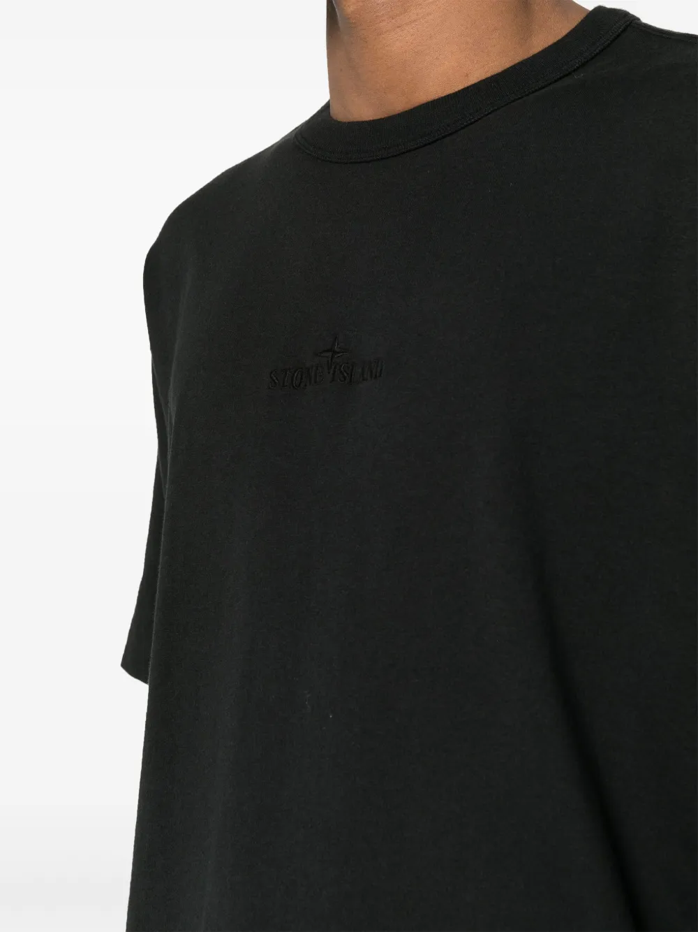 Stone Island T-shirt met geborduurd logo Zwart