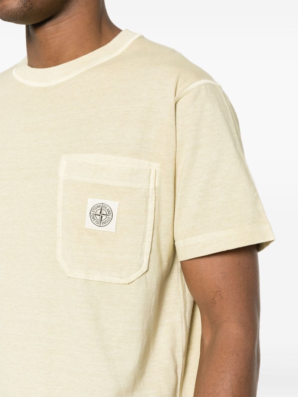 Shop Stone Island Compass-appliqué Cotton T-shirt In Neutrals