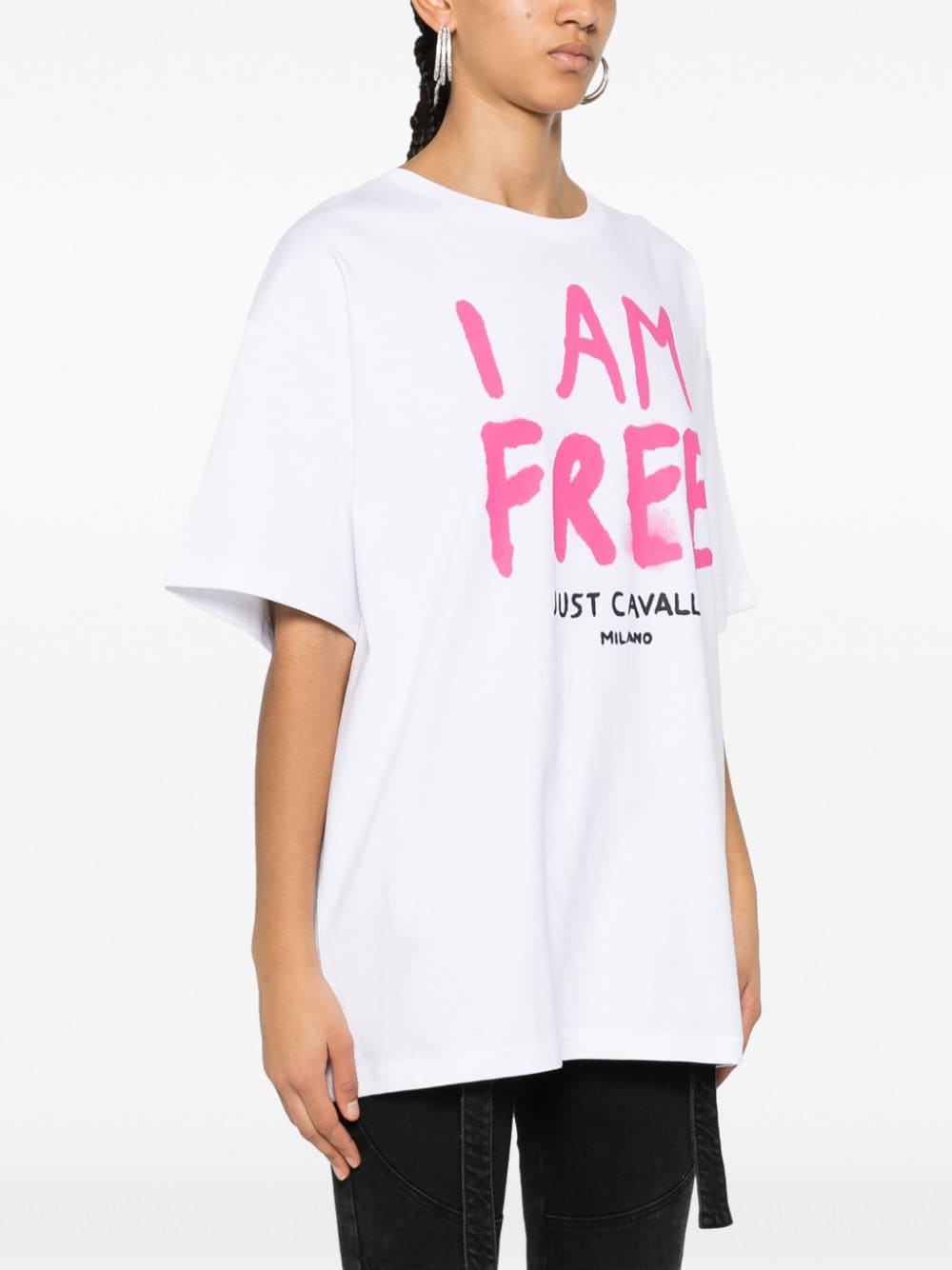Shop Just Cavalli Logo-print Cotton T-shirt In 白色