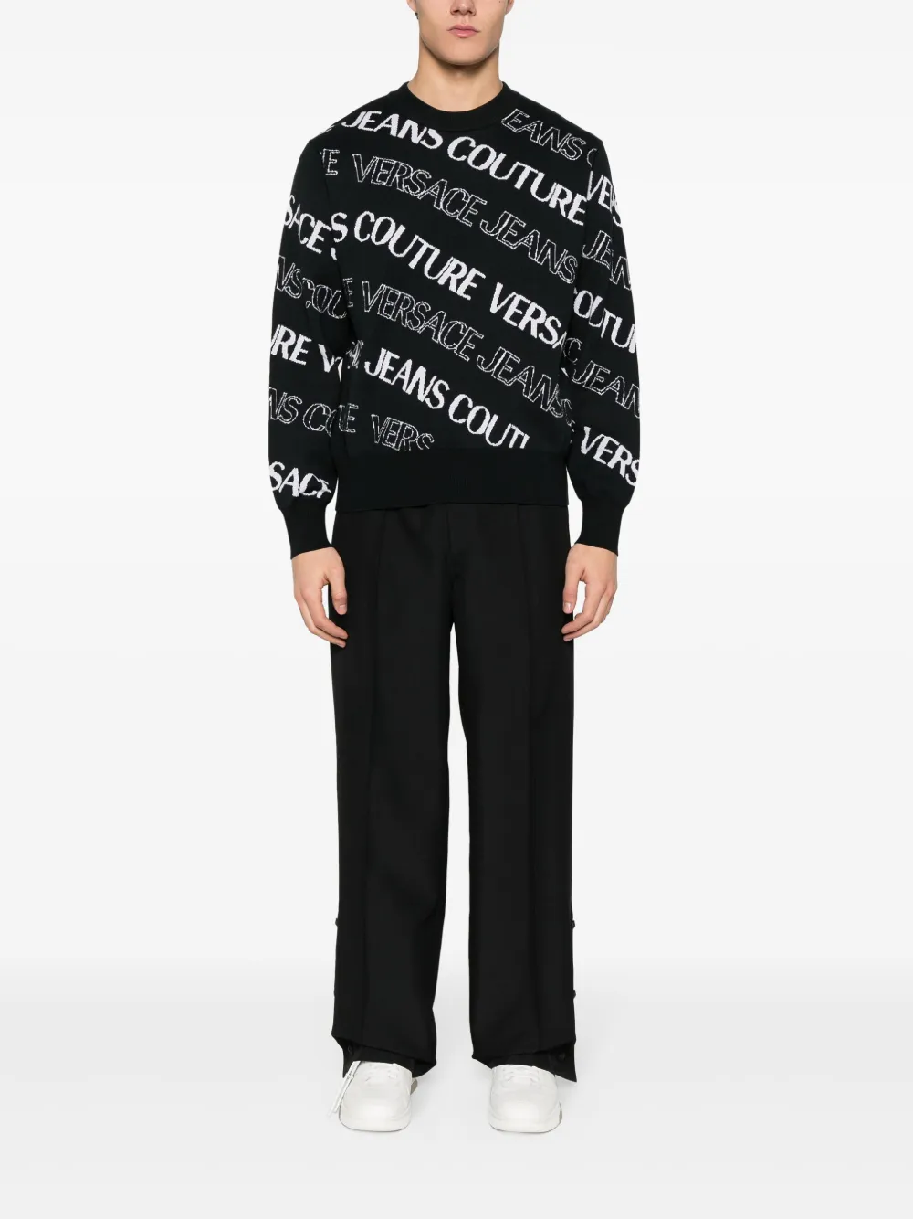 Versace Jeans Couture jacquard-logo jumper - Zwart