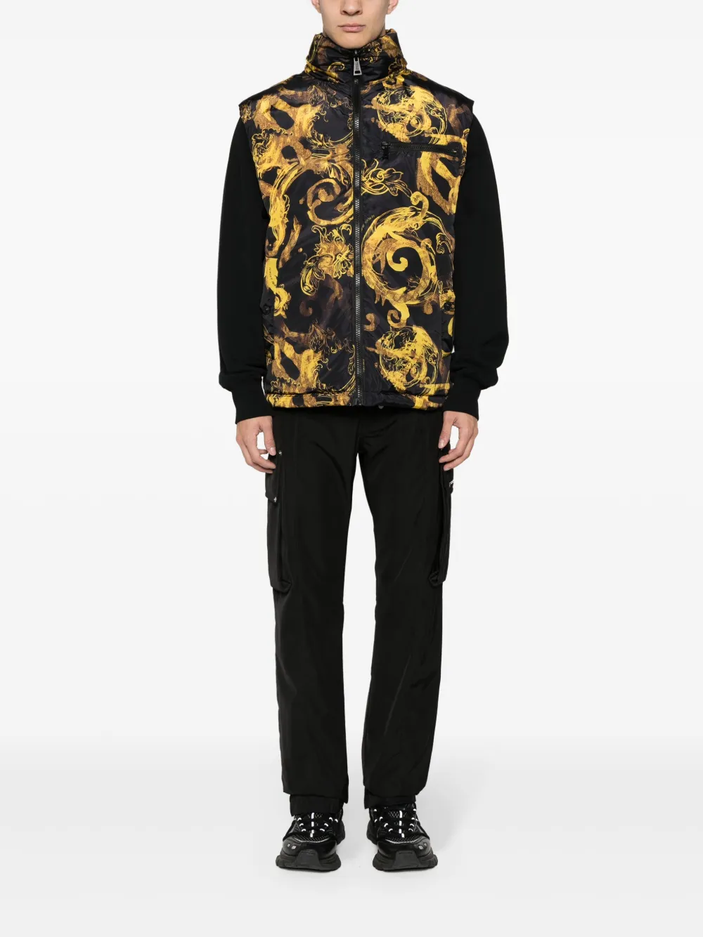 Versace Jeans Couture baroque-print reversible padded gilet - Zwart