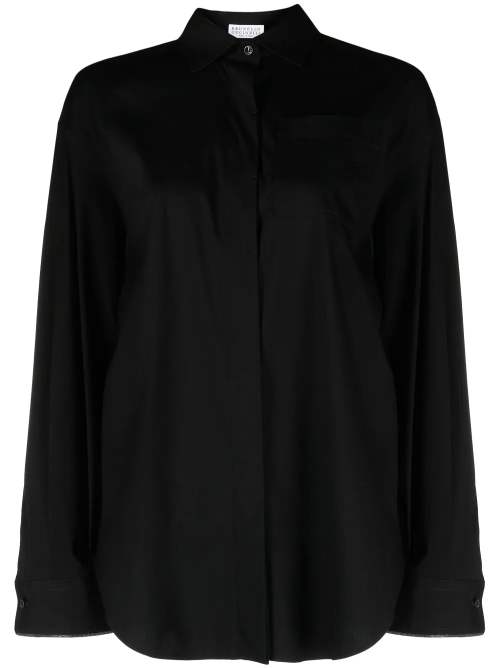 Brunello Cucinelli Monili-trim Wide-sleeves Shirt In Black