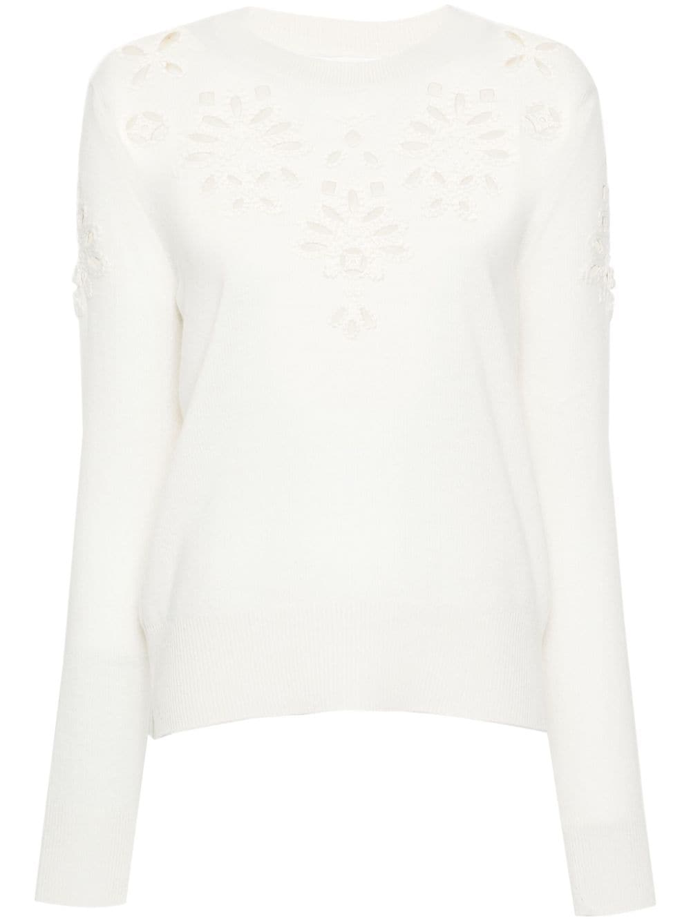 Ermanno Scervino Broderie Anglaise Jumper In Neutrals