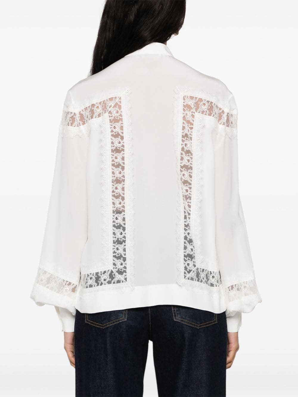 Shop Ermanno Scervino Lace-panelling Silk Shirt In Neutrals