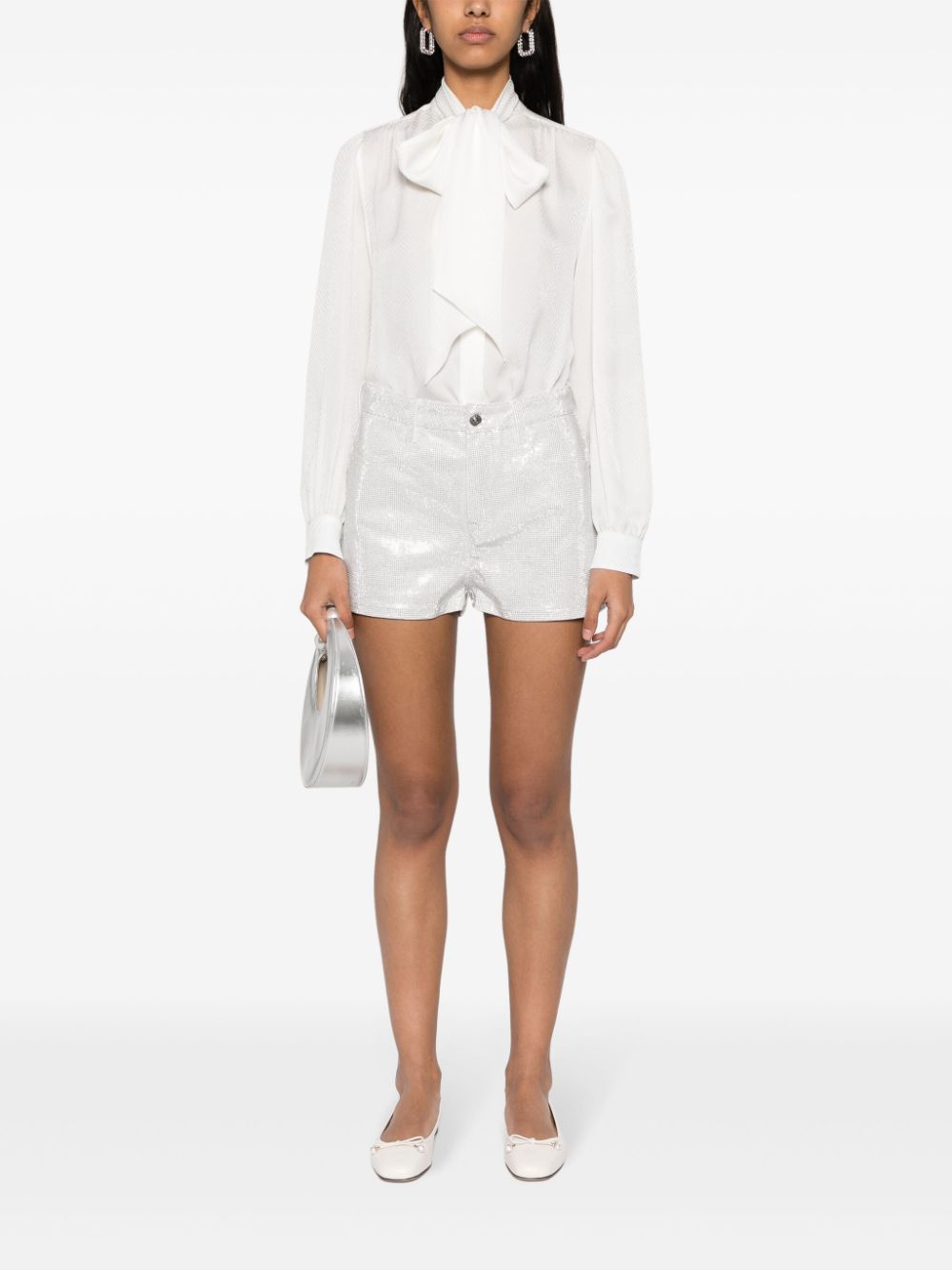 Shop Ermanno Scervino Rhinestone-embellished Shorts In White
