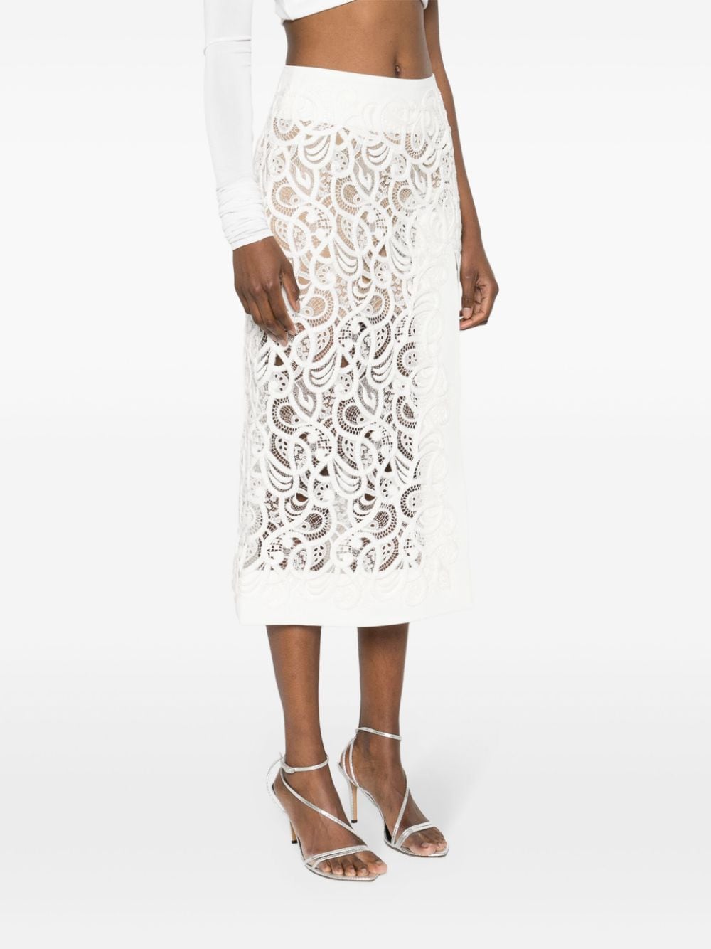 Shop Ermanno Scervino Embroidered-motif Skirt In White