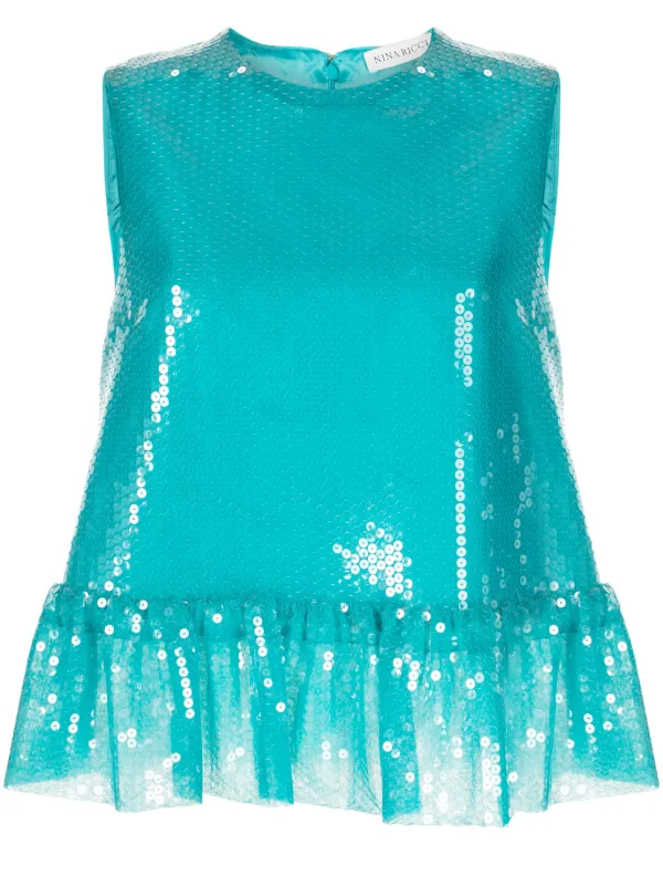 Nina Ricci スパンコール ノースリーブトップ | ブルー | FARFETCH JP