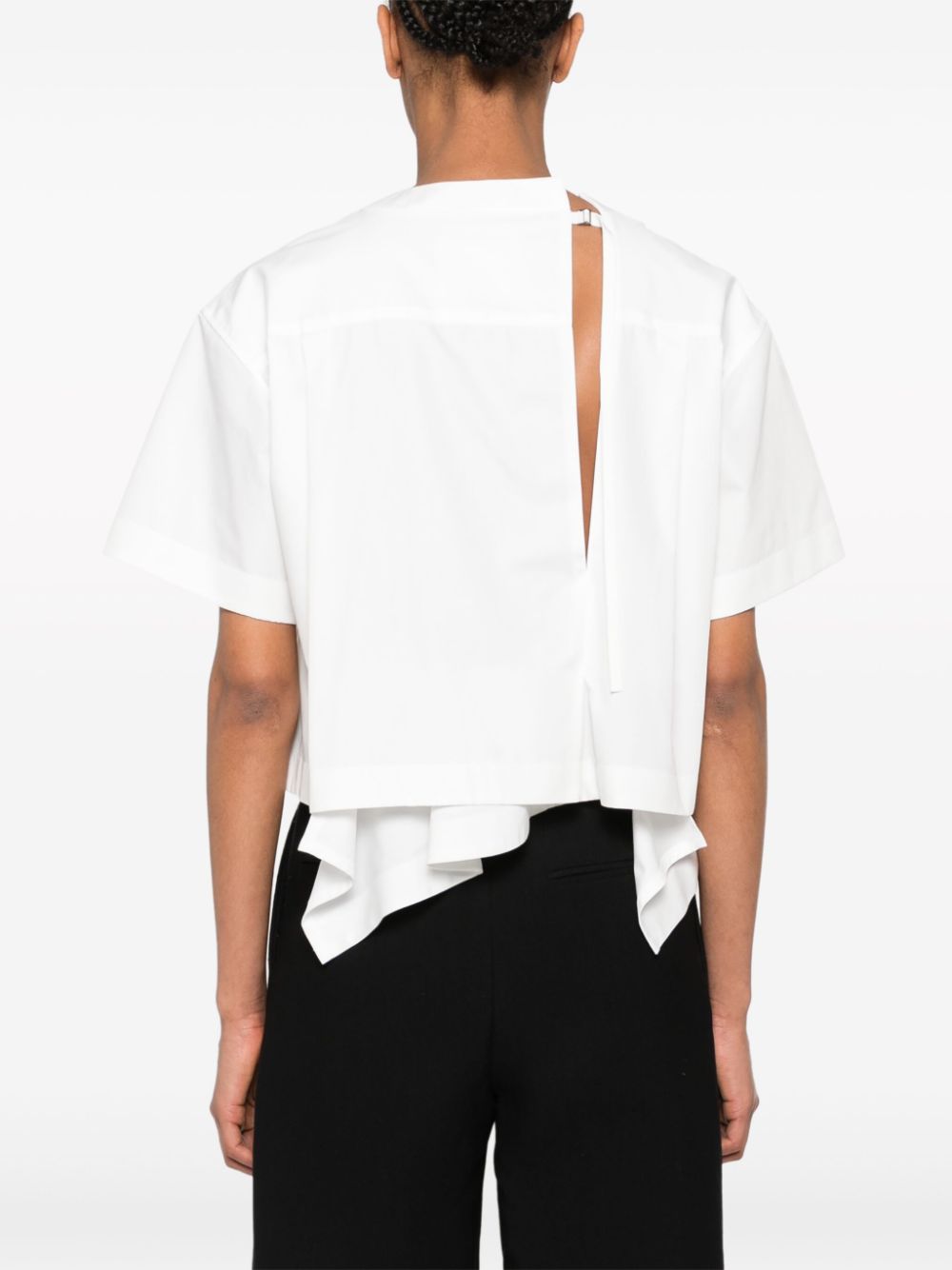 Shop Sacai Asymmetric Poplin T-shirt In White