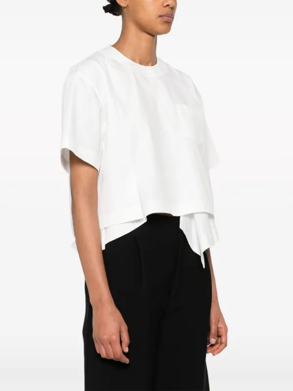 Sacai Asymmetric Poplin T-shirt | White | FARFETCH