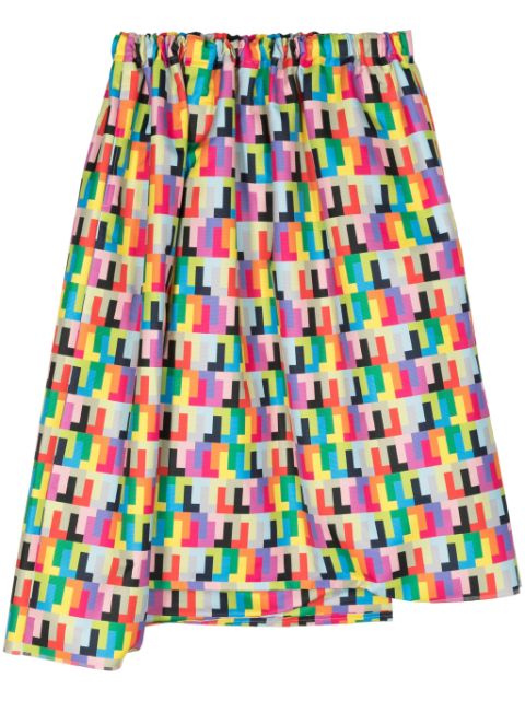 Comme Des Garcons geometric-print asymmetric skirt Women