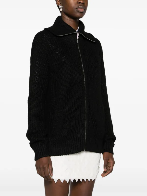 Prada enamel-triangle zip-up Cardigan | Black | FARFETCH UK