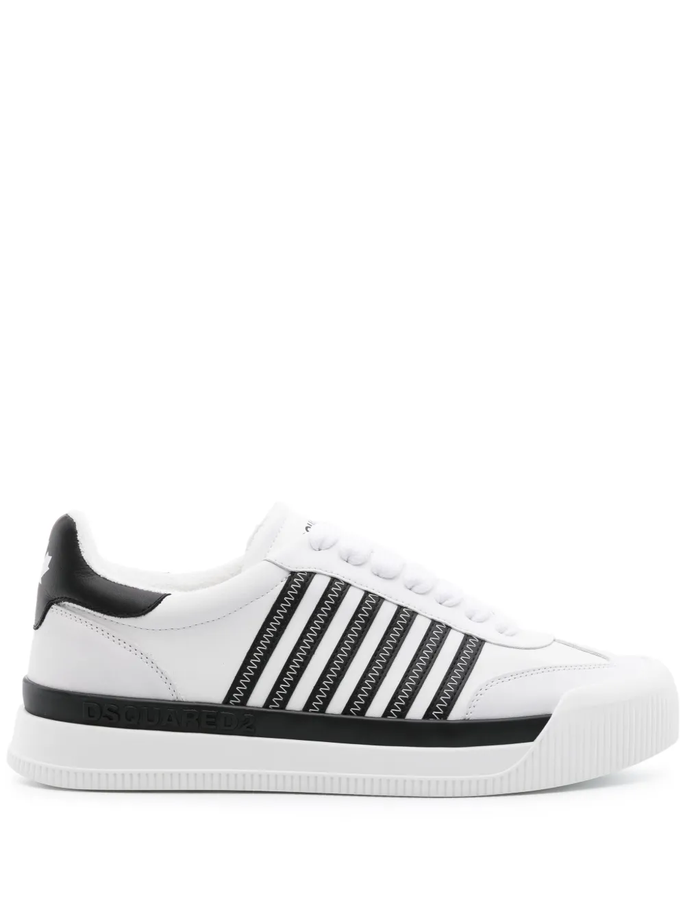 Dsquared2 Blackwhite Black White New Jersey Leather Sneakers In White