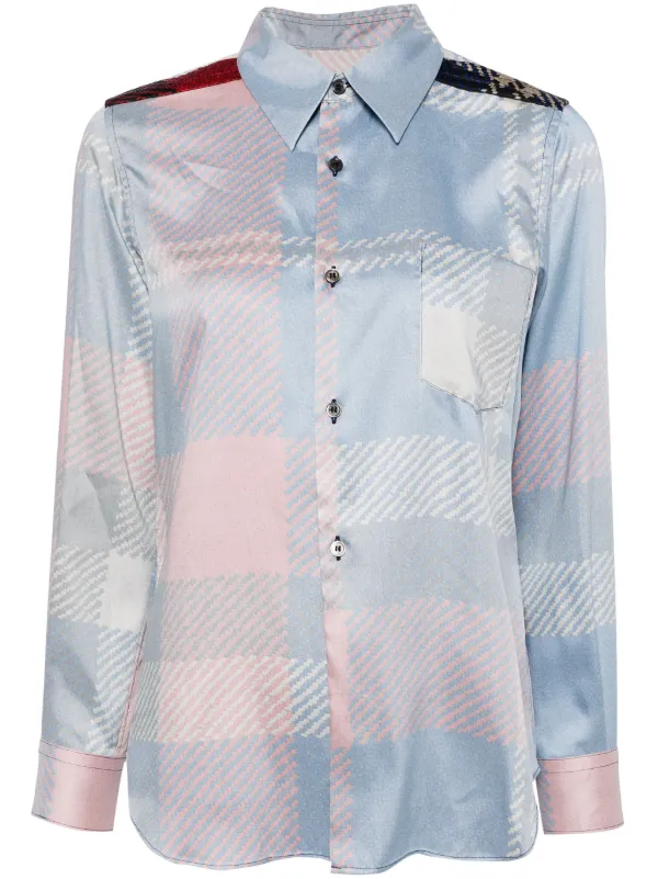 Comme des Garçons Check-pattern Detailing Shirt in Blue