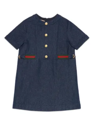 Gucci Kids logo embossed Denim Dress Farfetch