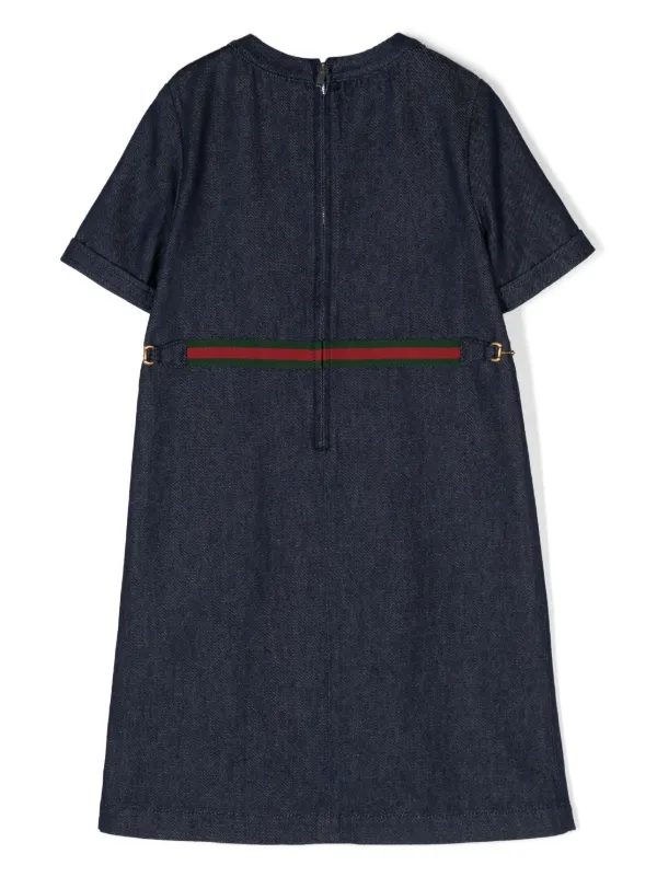 Gucci Kids Mini spijkerjurk Met Web Detail Blauw FARFETCH NL