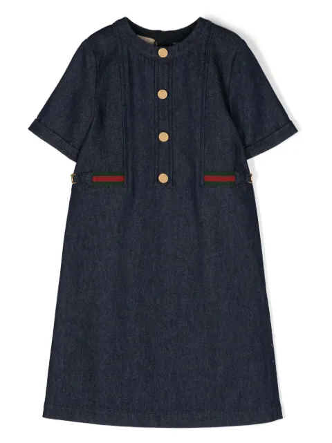 Gucci Kids Web-detailed mini denim dress