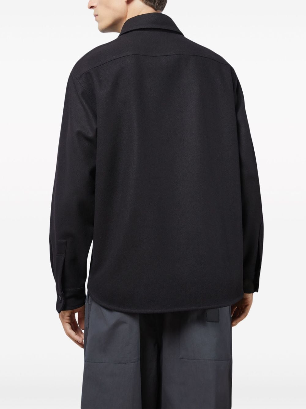 Shop Gucci Logo-patch Wool Overshirt In Schwarz