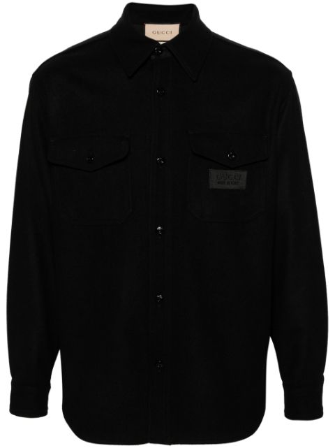 Gucci logo-patch wool overshirt