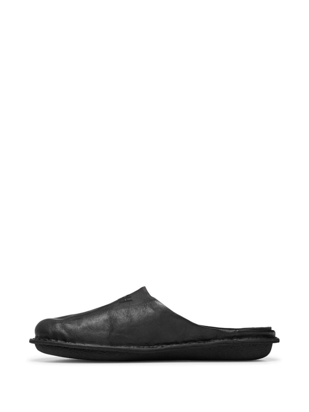 Shop Comme Des Garçons Homme Deux Logo-embroidered Leather Slippers In Black