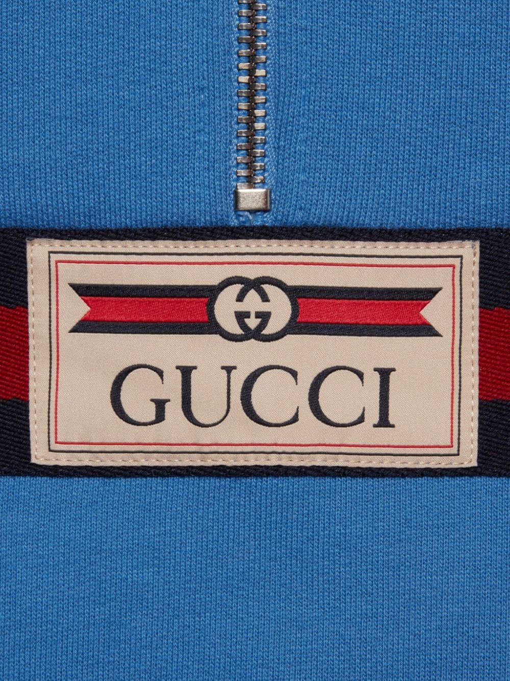 Shop Gucci Web Stripe Half-zip Hoodie In Blue