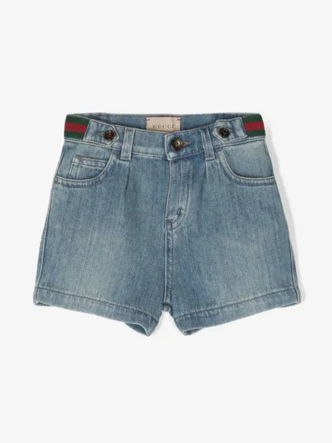 Gucci Kids Web-detail denim shorts