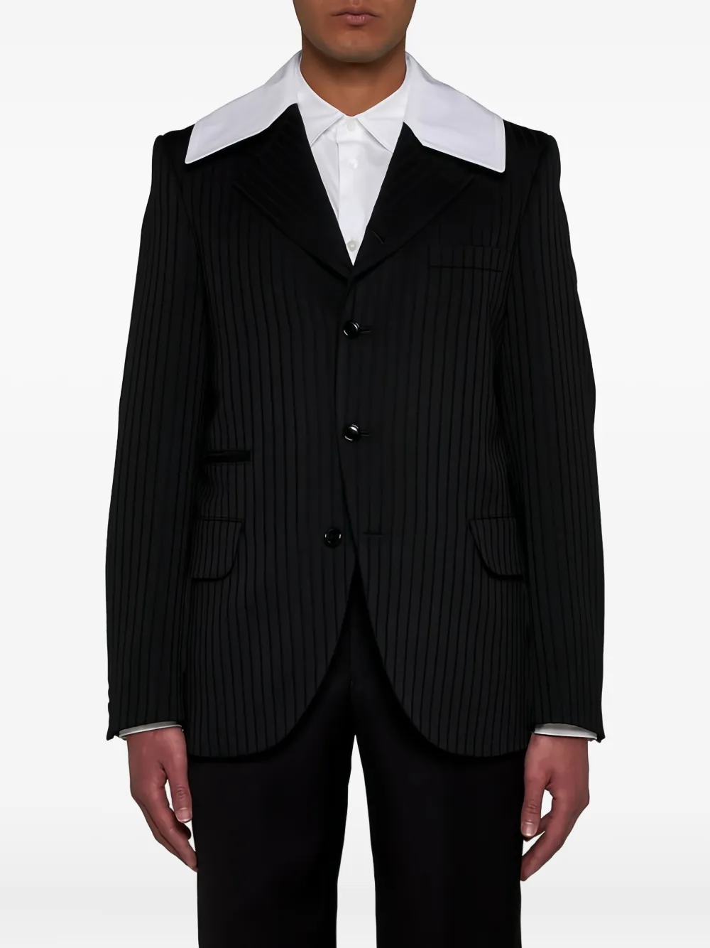 Comme Des Garçons Homme Deux Contrasting-collar Jacket In Black