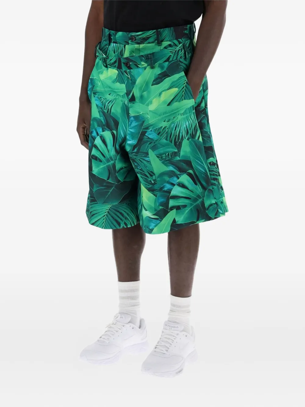 Comme des Garçons Homme Plus Shorts met bladerpatroon - Groen