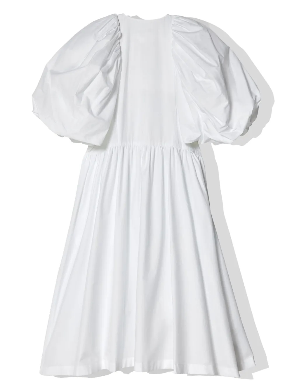 Shop Noir Kei Ninomiya Pleated Puff-sleeve Cotton Dress In White