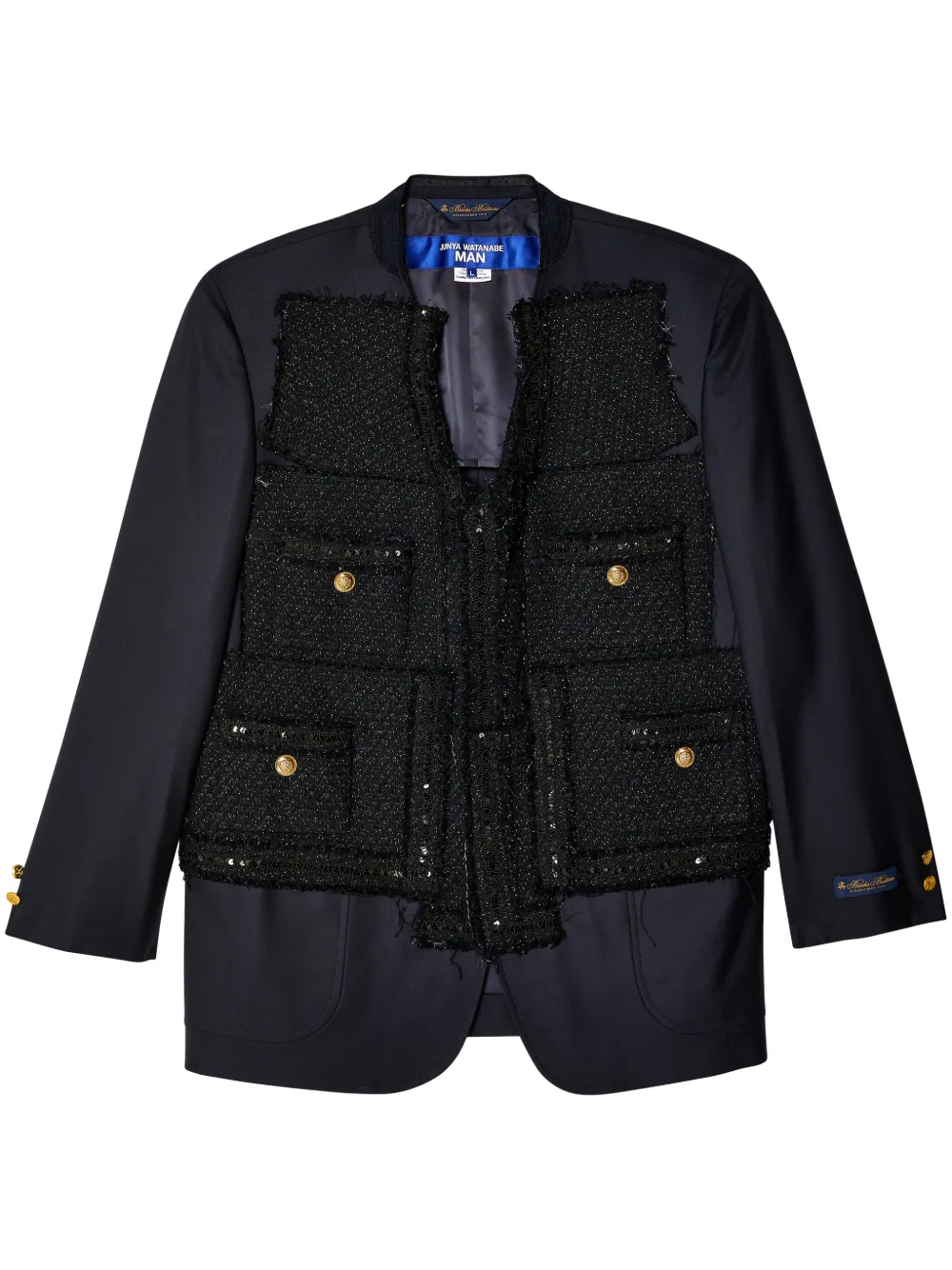 JUNYA WATANABE X BROOKS BROTHERS DECONSTRUCTED TWEED-PANEL BLAZER