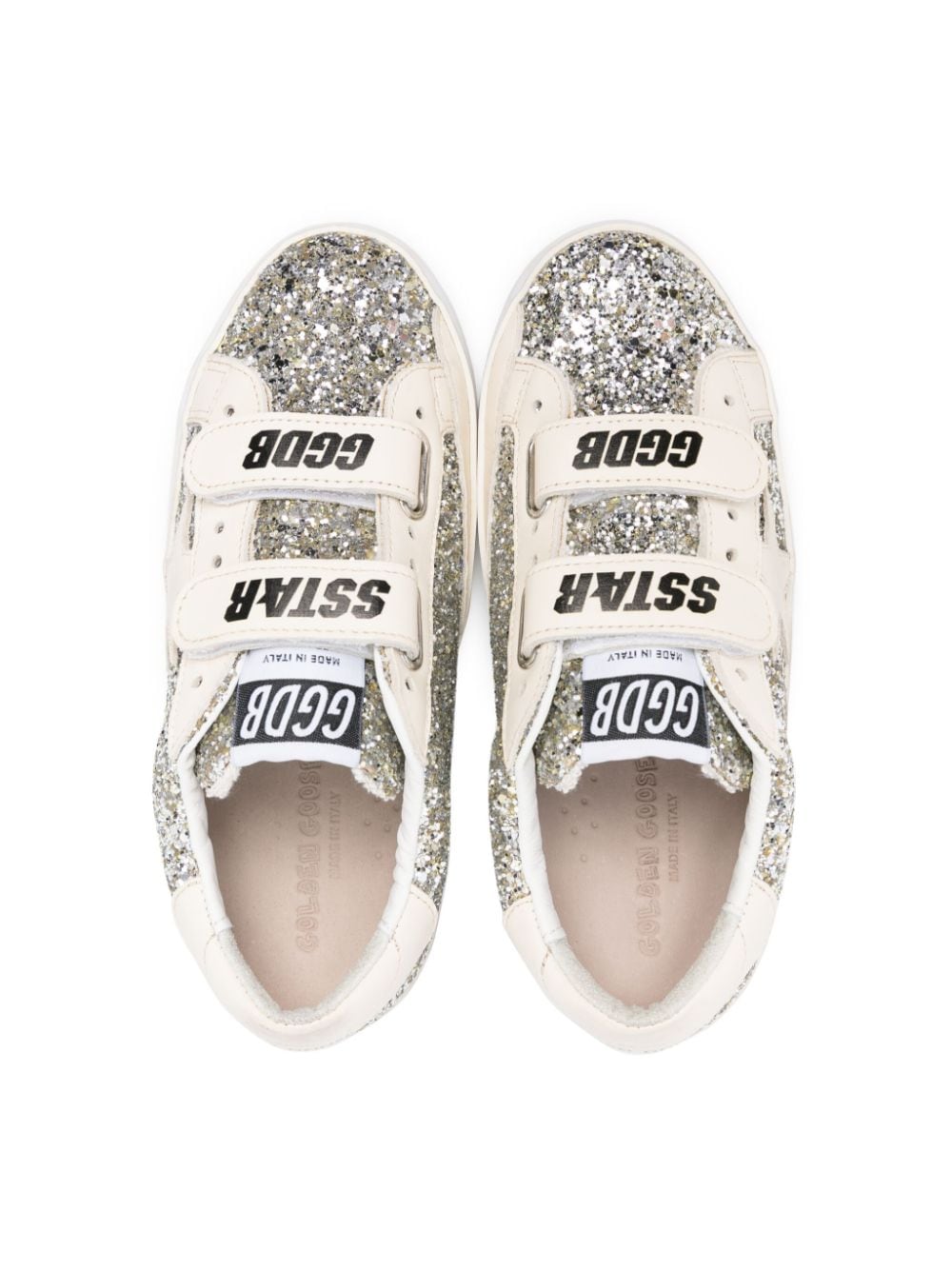 Shop Golden Goose Old School Glittered Sneakers In White