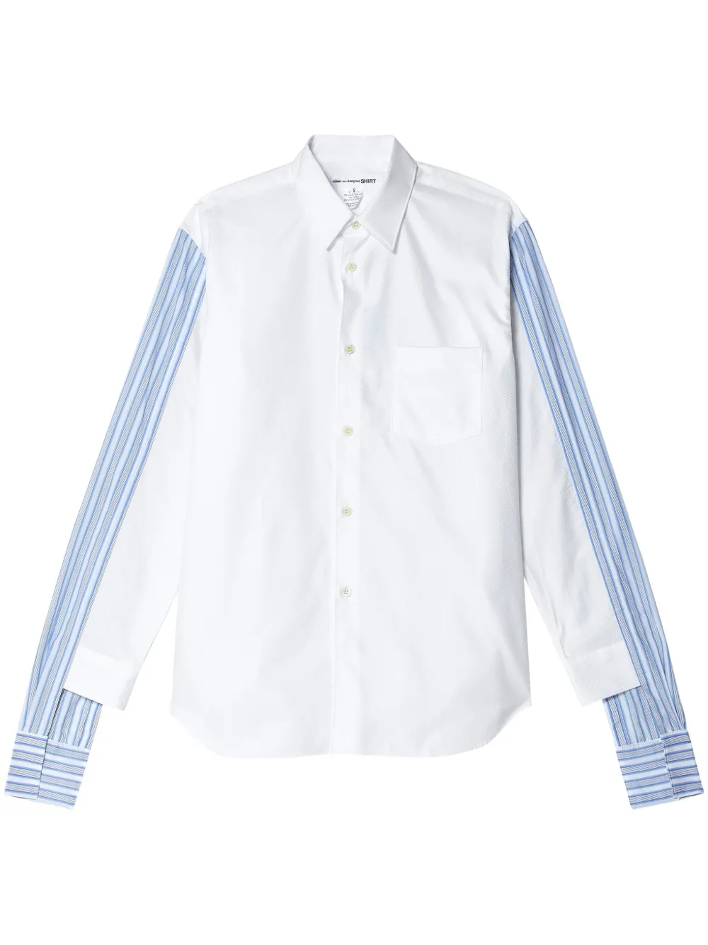 Comme Des Garçons Shirt Striped Panelled Cotton Shirt In White