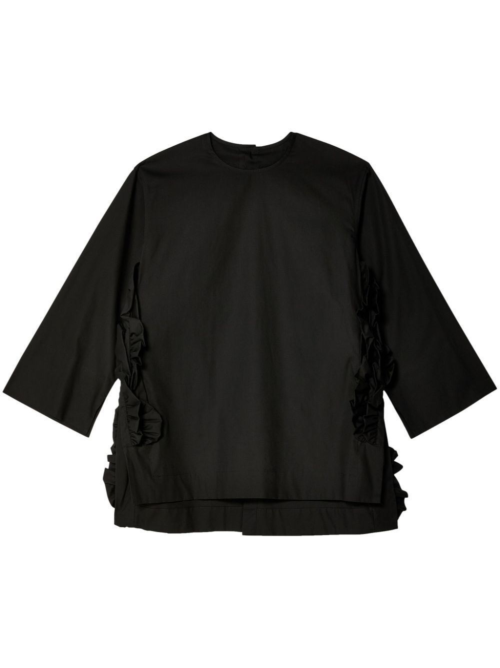 Comme Des Garçons Tao Ruffle-embellished Cotton Blouse In Black