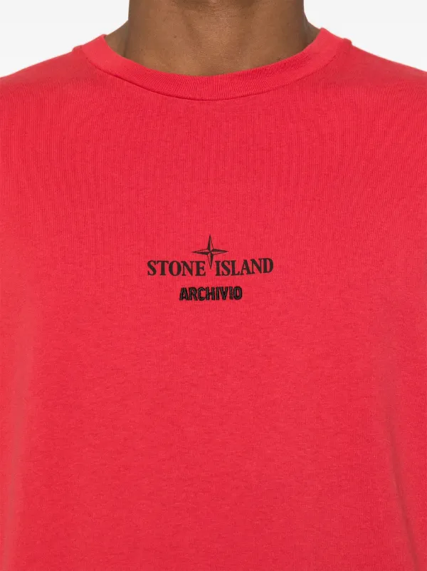 Stone Island logo-print Cotton T-shirt | Red | FARFETCH