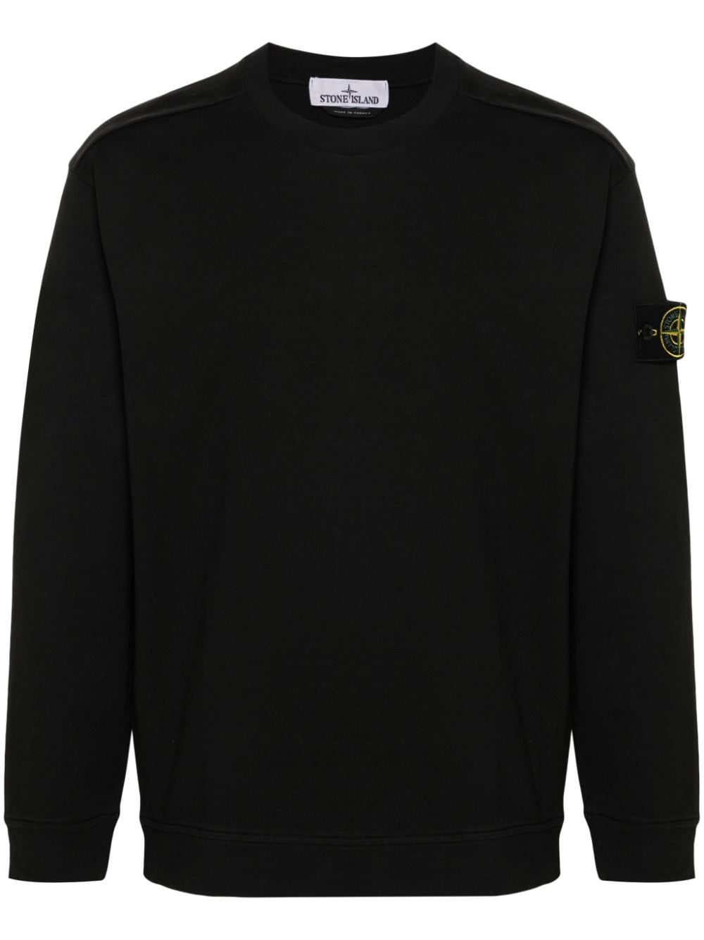 Shop Stone Island Compass Cotton Sweatshirt In Black
