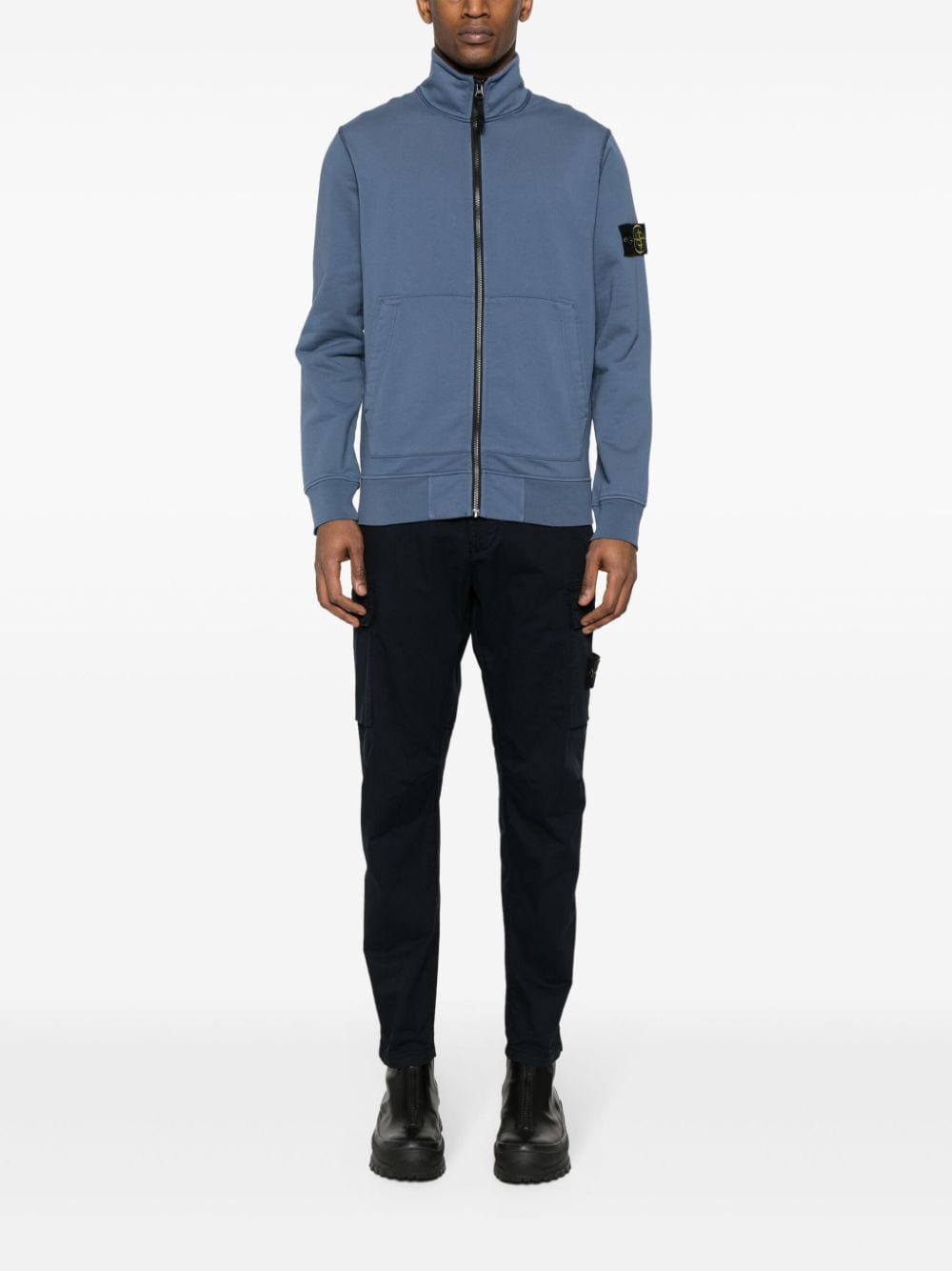 Stone Island Compass cotton zip-up sweatshirt - Blauw