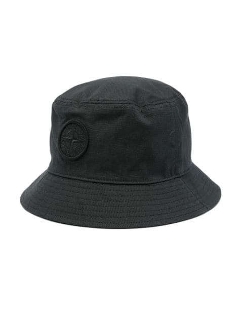 Stone Island Junior Compass-embroidered cotton bucket hat