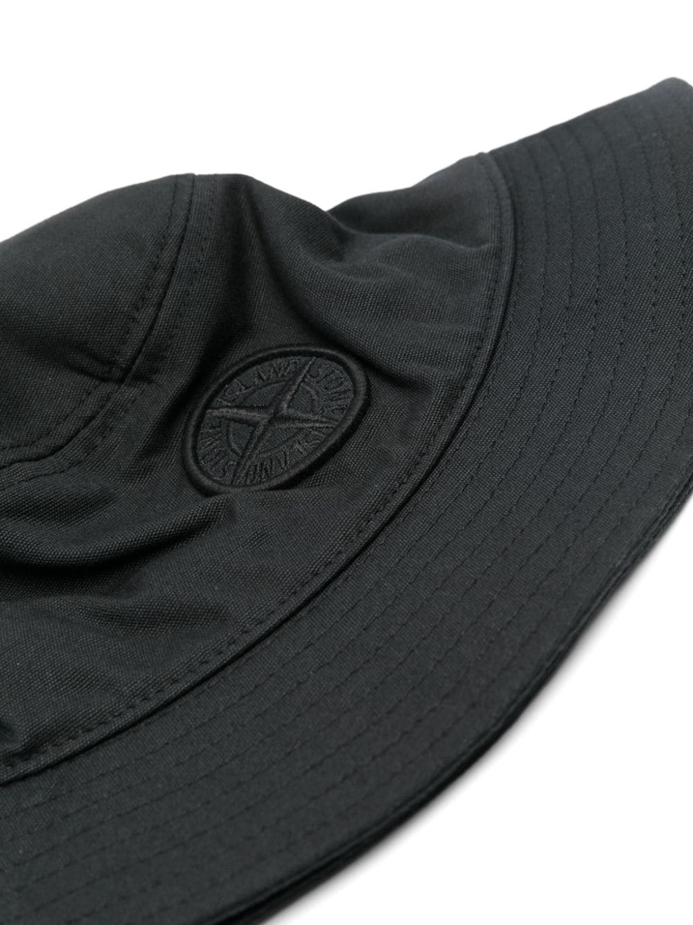 Stone Island Junior Compass-embroidered cotton bucket hat - Zwart