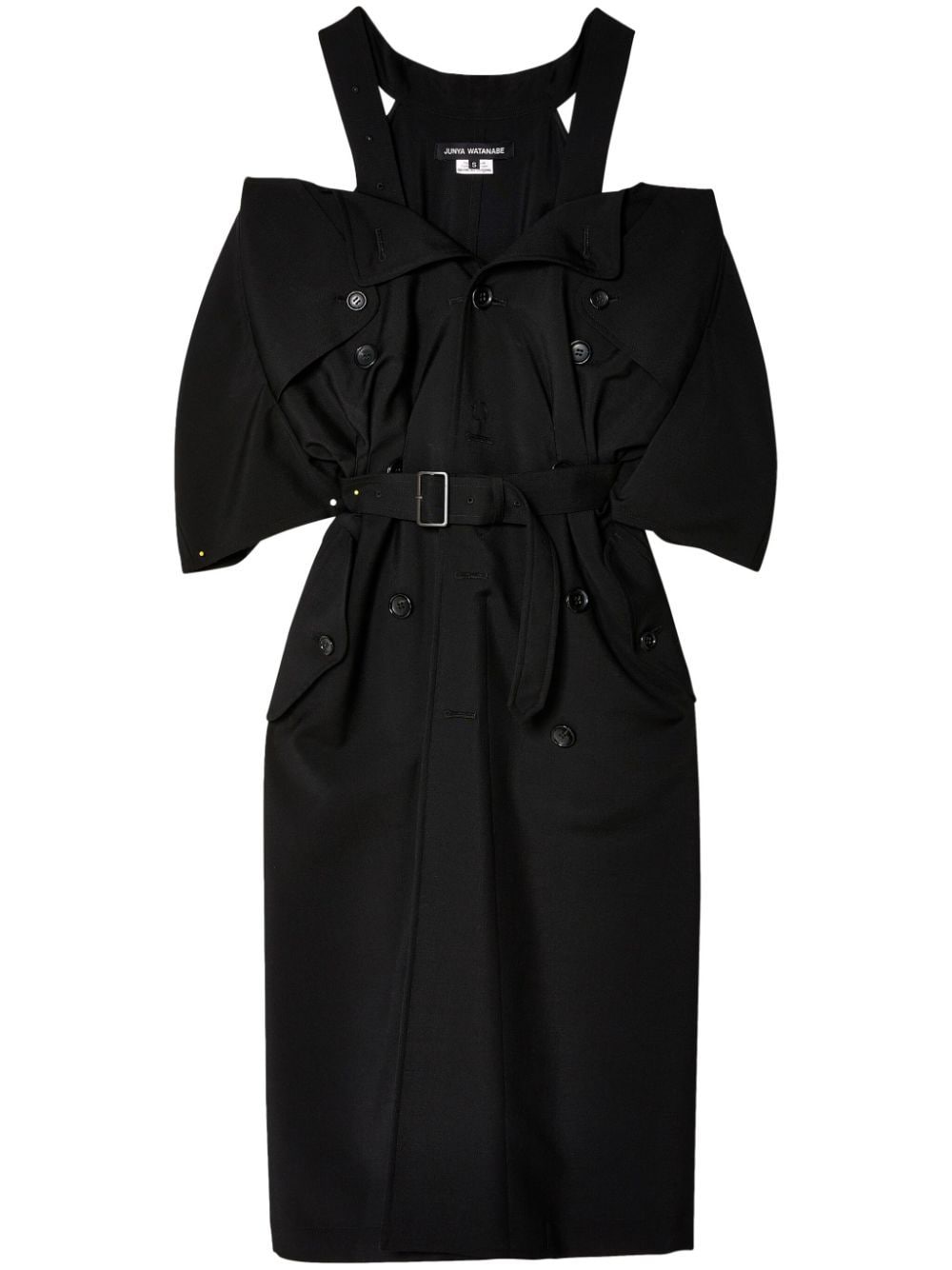 Shop Junya Watanabe Trench Midi Dress In Black