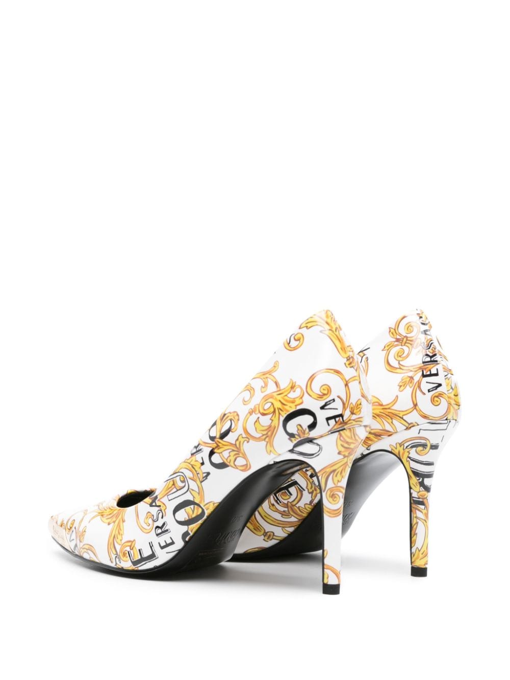 Shop Versace Jeans Couture Scarlett Barocco-print Pumps In White