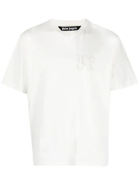 Palm Angels logo-embroidered cotton T-shirt
