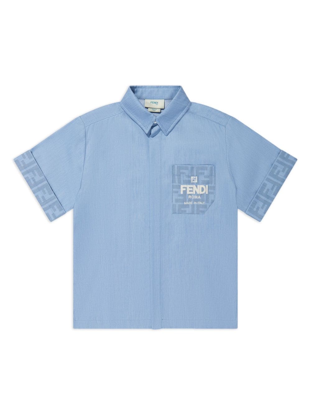 Shop Fendi Ff-logo Cotton Shirt In Blue