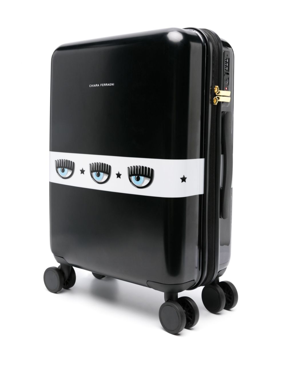 Shop Chiara Ferragni Eyelike-print Four-wheels Suitcase In Black