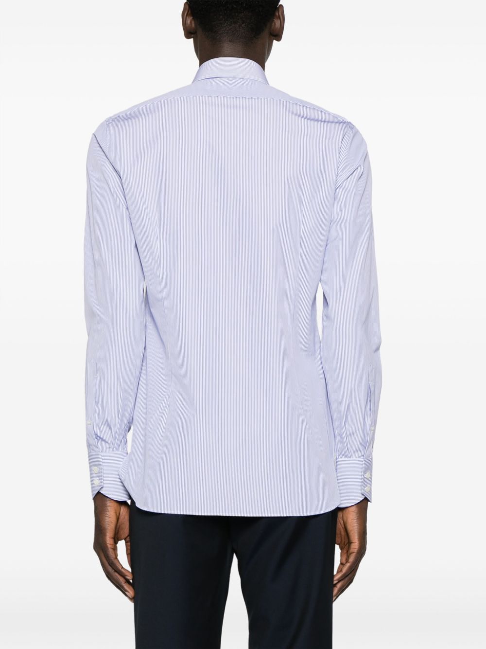 Shop Tom Ford Striped Poplin Shirt In Blue